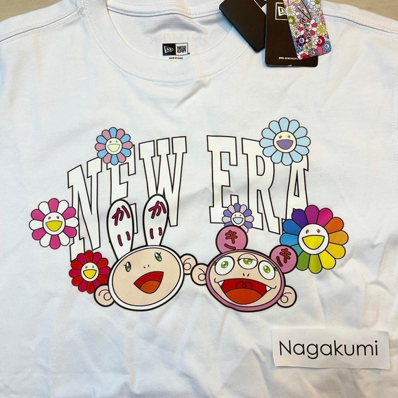🌸 new era Takashi murakami kaikai kiki flower new era white tee t-shirt - Picture 2 of 4
